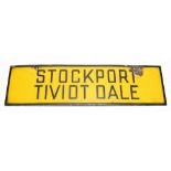 BEYER-PEACOCK & CO, MANCHESTER; a Stockport Tivot Dale vitreous enamel railway sign, width 43cm.