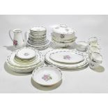 SUSIE COOPER; a sixty piece part tea and dinner service decorated with floral sprays on a white