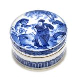 A 19th century Chinese porcelain trinket box and cover of circular form, the cover painted with an