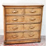 A large Victorian walnut chest of two short and three long drawers, width 118cm, height 119cm.