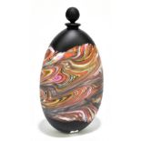 ISLE OF WIGHT GLASS; an unusual contemporary perfume bottle and stopper of ovoid form, with multi-