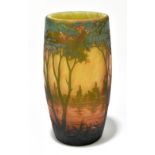 AFTER DAUM NANCY; a contemporary cameo glass vase' Eventide', bears signature, height 12cm.