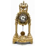 AUX LOUIS D'OR PALAIS-ROYAL; a 19th century French gilt spelter eight day mantel clock, the brass