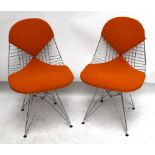 CHARLES & RAY EAMES FOR VITRA; a set of four ‘Bikini’ chairs with wire work frames and orange