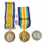 A WWI pair awarded to 145752 GNR A. Gravell R.A. with a pierced white metal Services Rendered pin,