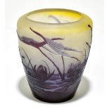 EMILE GALLÉ (1846-1904); an Art Nouveau cameo glass vase of tapering cylindrical form decorated with