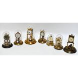 Six anniversary mantel timepieces including three by Kundo and another signed for Violeta (two