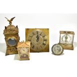 A 19th century brass eight day longcase clock movement and dial, with Roman numeral chapter ring and