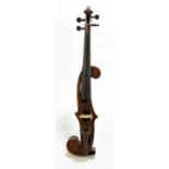 An unusual 'knee' violin, overall length approx 60cm.