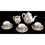 C ALLERTON & SONS; a part child's tea service decorated in 'Punch' pattern (8).
