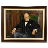 BILL WAUGH; oil on canvas, 'Winston Churchill', signed, titled, signed and dated 2010 verso, 46 x