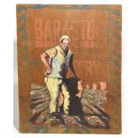 JAMES EGAN (Australian, 1929-2017); oil on potato sack laid on board, depicting a standing figure,