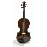 A full-size German violin with one-piece back, length 36.3cm, inscribed 'Remy' to inside, cased with