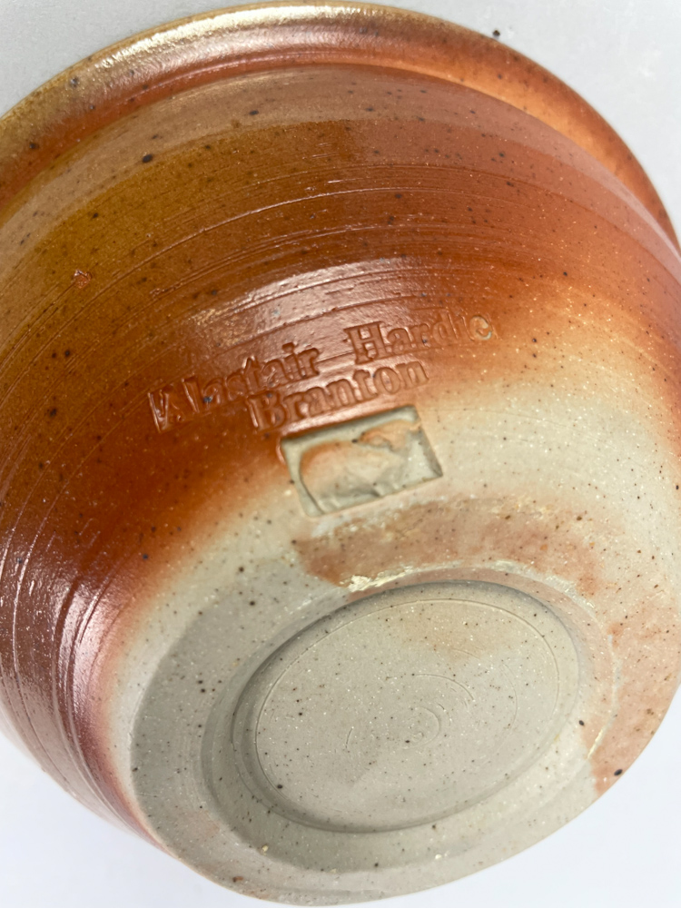 ALASTAIR HARDIE (born 1941); a wood fired stoneware bowl, green ash glaze to the well with incised - Image 12 of 12