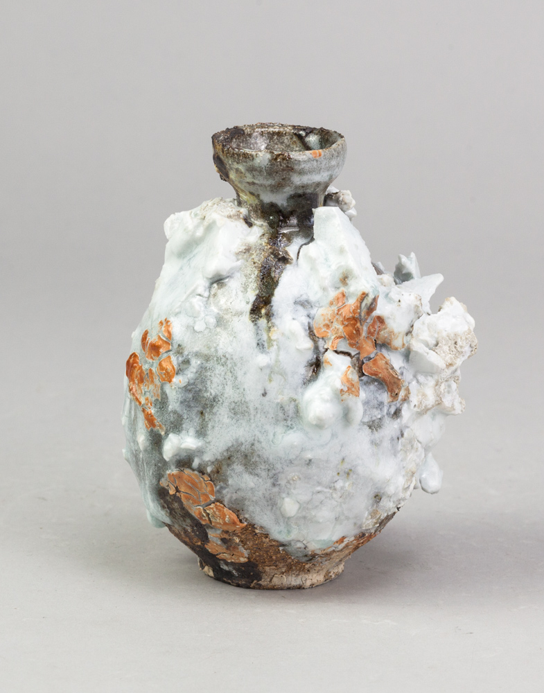 AKIKO HIRAI (born 1970); a small stoneware sake bottle with highly textured surface covered in - Image 2 of 2