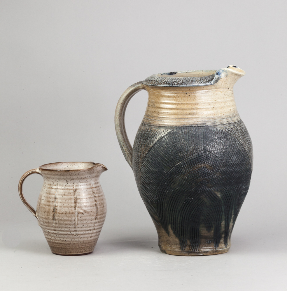 ALEX McERLAIN (born 1950); a large salt glaze jug with incised decoration, impressed AM mark, height - Image 2 of 4