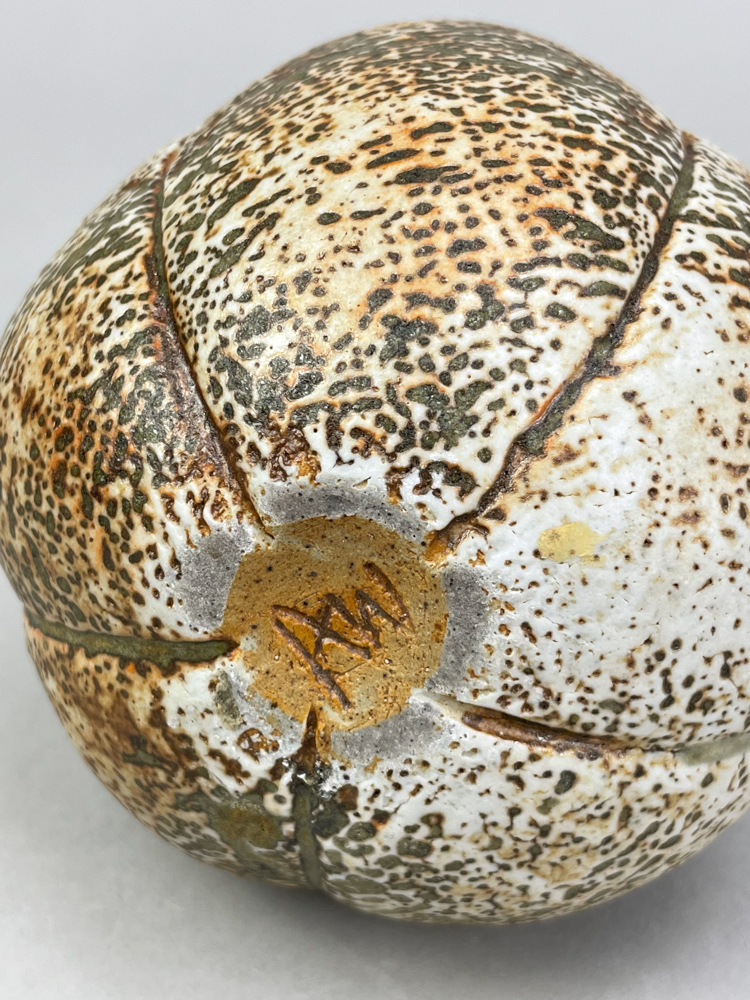 ALAN WALLWORK (1931- 2019); a stoneware seed pod with incised decoration, incised AW mark, height - Image 4 of 4