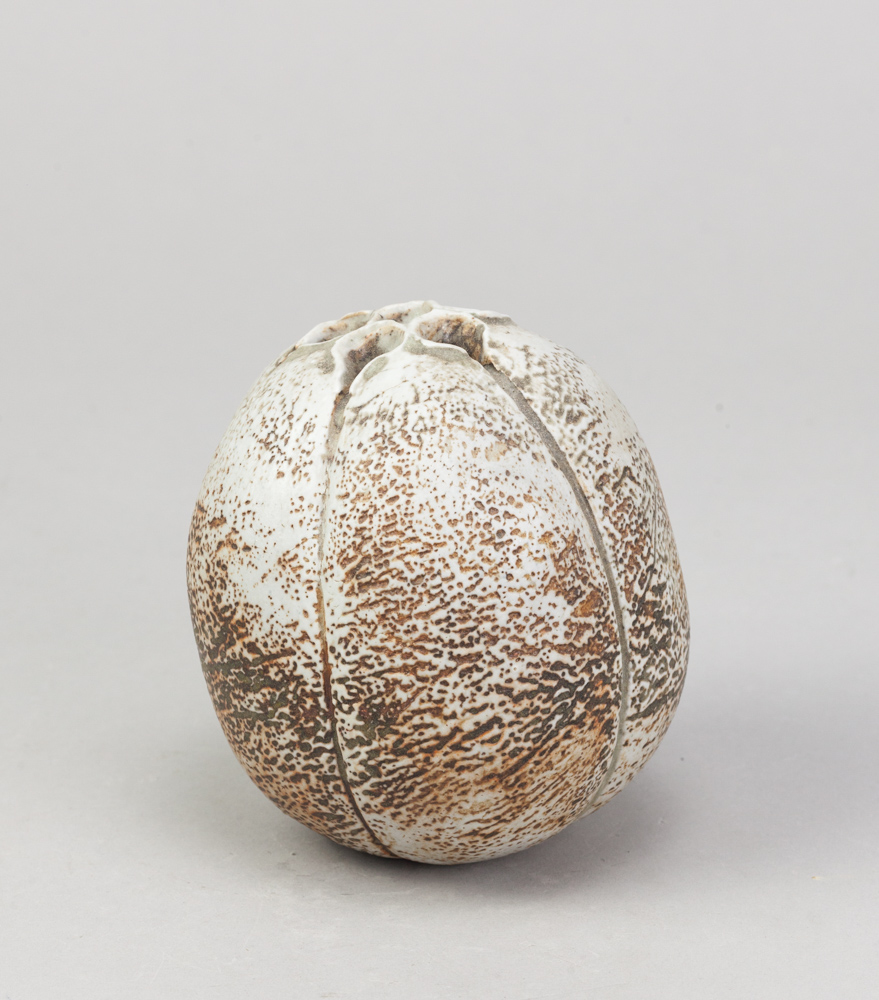 ALAN WALLWORK (1931- 2019); a stoneware seed pod with incised decoration, incised AW mark, height - Image 2 of 4