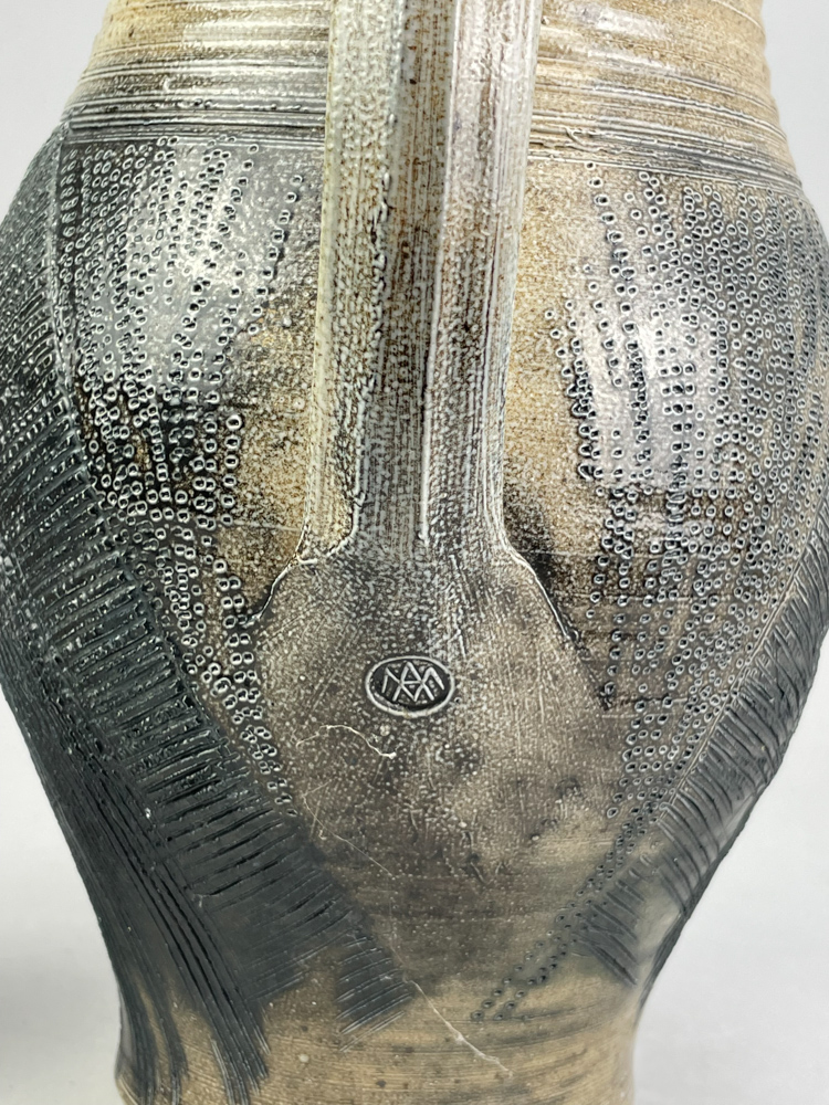 ALEX McERLAIN (born 1950); a large salt glaze jug with incised decoration, impressed AM mark, height - Image 3 of 4