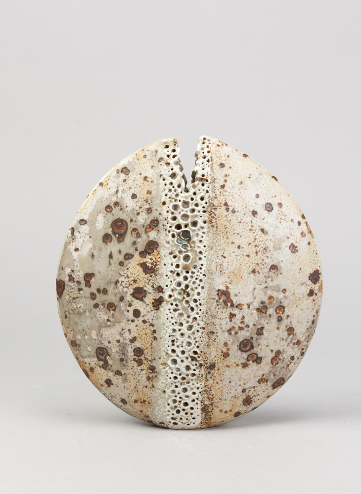 ALAN WALLWORK (1931- 2019); a stoneware pebble with impressed decoration in a vertical band, incised