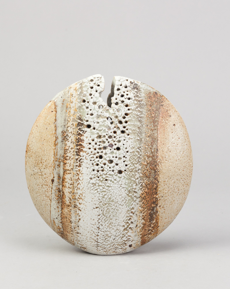 ALAN WALLWORK (1931- 2019); a stoneware split pebble with impressed decoration around the parting, - Image 2 of 3