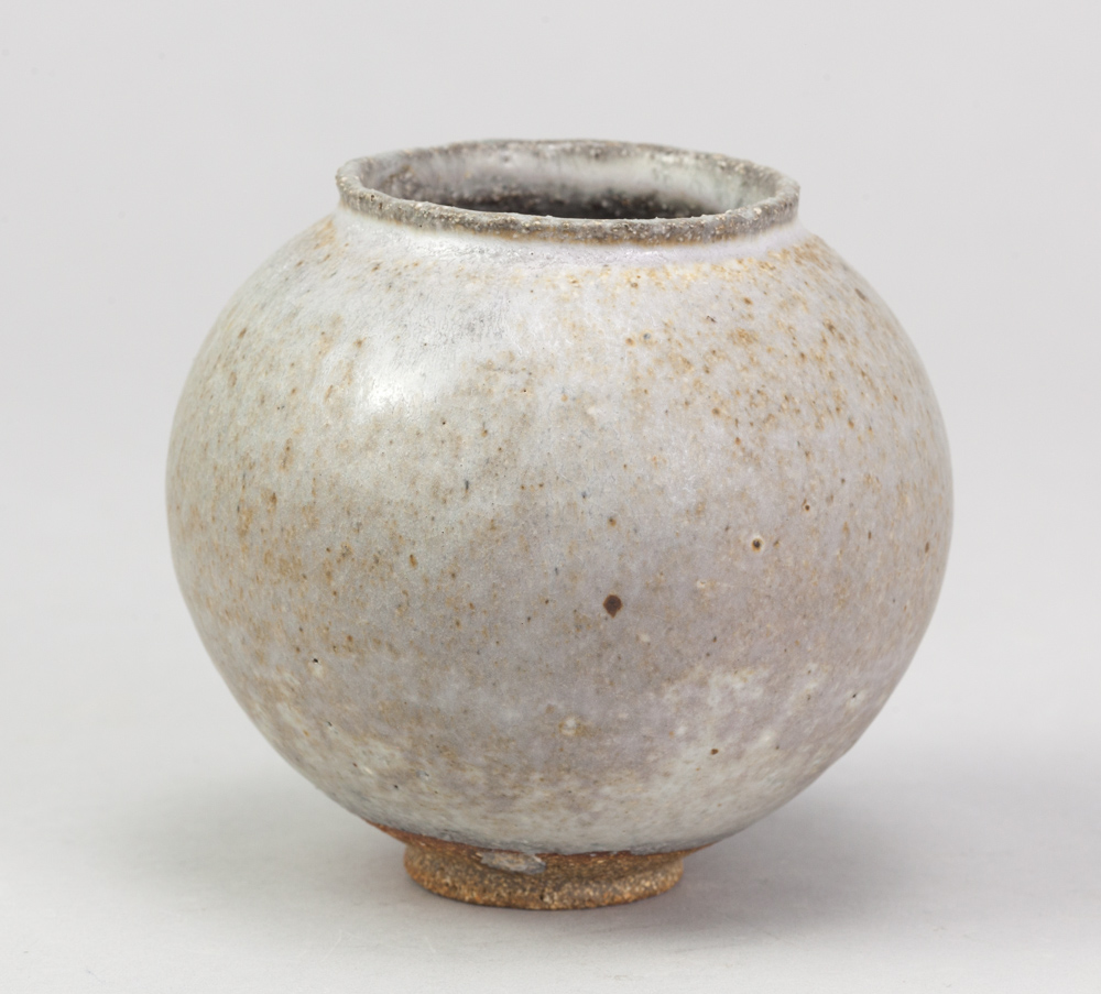 ADAM BUICK (born 1978); a miniature stoneware moon jar covered in grey glaze with iron decoration, - Image 2 of 3