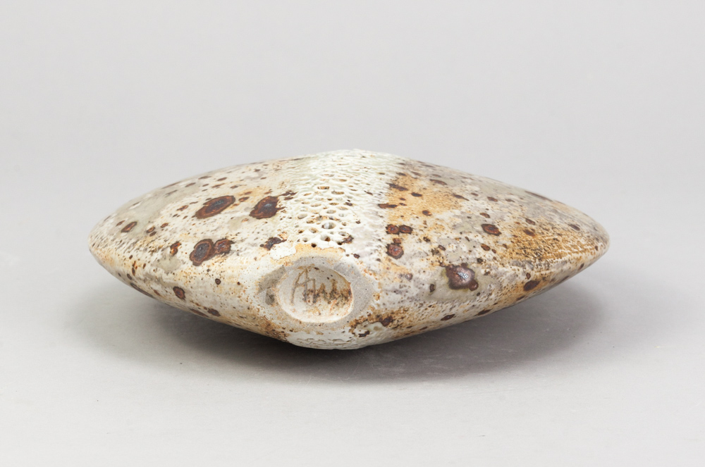 ALAN WALLWORK (1931- 2019); a stoneware pebble with impressed decoration in a vertical band, incised - Image 3 of 3