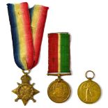 Three WWI military medals awarded to John Barker F.M.N. M.F.A.