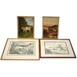 Various paintings to include a Cumberland farm watercolour by A Rawlings,