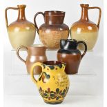 A collection of six 19th century and later stoneware jugs to include two Doulton Lambeth salt