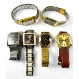 Six various vintage gentlemen's wristwatches to include an Accurist quartz with square dial,