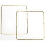 Two 9ct gold thin necklaces to include a flat curb example and a thin rope twist example,