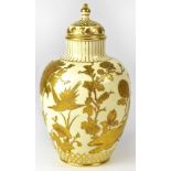 ROYAL CROWN DERBY; a baluster vase with pierced cover,