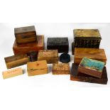 A group of various boxes to include a 19th century rosewood twin-section tea caddy,