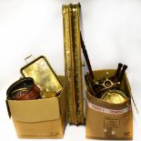 A collection of 19th century and later brass and copper ware to include coal buckets,