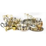 A quantity of silver-plated ware to include various tea and coffee ware, galleried tray, punch bowl,