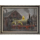 HARRY MAAS (British 1906-1982); oil on canvas, 'Dutch State Railways Engine Shed Beyer Peacock & Co,