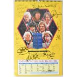 DOCTOR WHO; a calendar depicting the earlier Doctors and bearing their signatures,