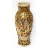 A Japanese Meiji Period Satsuma baluster vase, highly decorated in enamels and gilt-heightened,