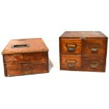 A vintage Baker's oak cased four-drawer table top filing cabinet, and a vintage wooden till (2).