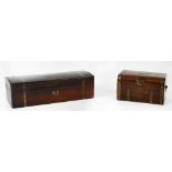 An Edwardian rosewood dome topped glove box containing a quantity of costume jewellery to include