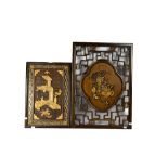 Two Japanese wooden carved wall hangings,