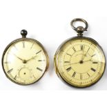 A 19th century Patent Chronograph hallmarked silver cased pocket watch with key wind movement,