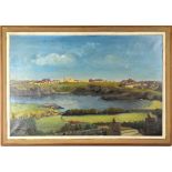 PROFESSOR CHARLES WELLS CBE; oil on canvas, 'Trearddur Bay Sky Line', coastal landscape,