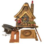 An early 20th century 'Mickey Mouse' cuckoo clock (af).