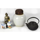 A small collection of Oriental items to include a 19th century Dehua -style ginger jar with