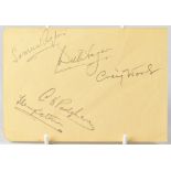 GOLF INTEREST; a page from an autograph book bearing five signatures, including Samuel Ryder,