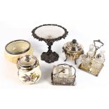 A 19th century silver plated table centrepiece, with moulded glass top set with a fruiting vine