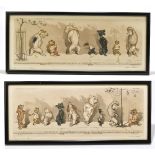 BORIS O'KLEIN (1893-1985); a pair of pencil signed prints, 'Dirty Dogs of Paris', 19 x 46.5cm,