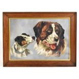 ELIZA .M HOWARD; oil on canvas, 'Jack and the Gentleman Fox Terrier and Baltic, St Bernard',